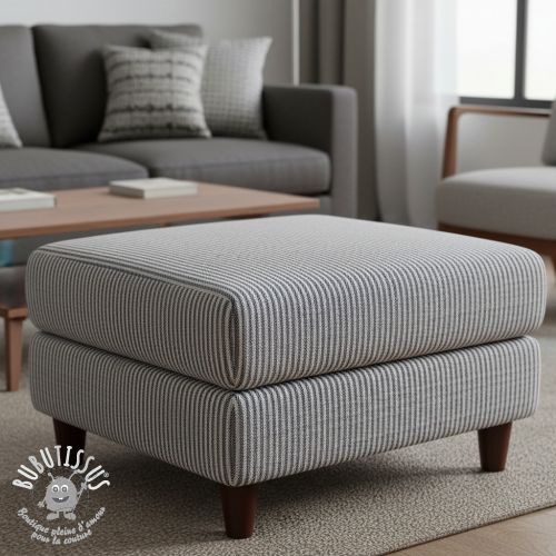 Tissu déco DOBBY Colored stripe navy blue