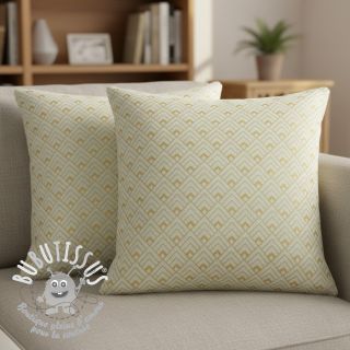 Tissu déco Linenlook Art deco cubes mint metallic premium