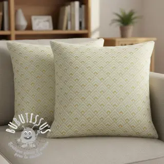 Tissu déco Linenlook Art deco cubes mint metallic premium