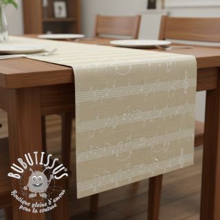 Tissu déco jacquard Music notes lyrics metallic