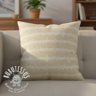Tissu déco jacquard Music notes lyrics metallic