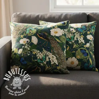 Tissu déco premium Peacock butterfly chique digital print