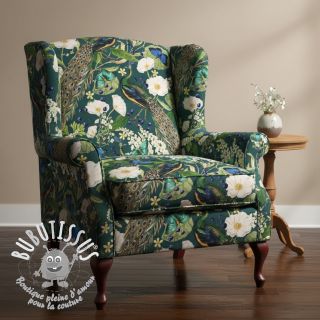 Tissu déco premium Peacock butterfly chique digital print