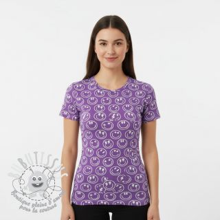 Jersey Happy faces lavender digital print
