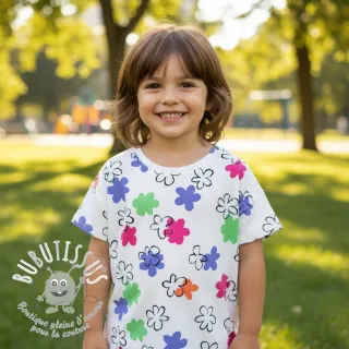 Jersey Flower prints white