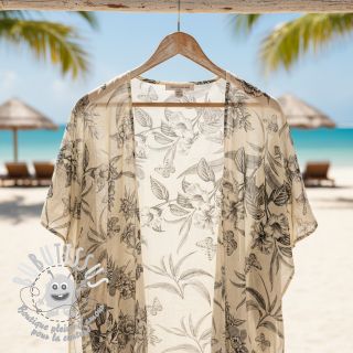 Viscose lin Floweria navy