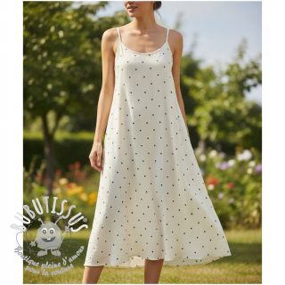 Viscose lin FOIL Hearts ecru