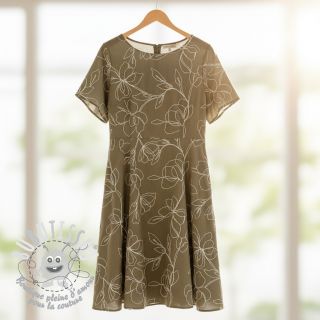 Viscose lin EMBROIDERY Flower Danielle pickle