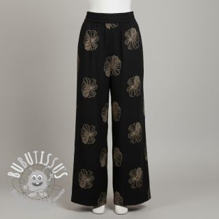 Viscose lin EMBROIDERY Flower Maya black