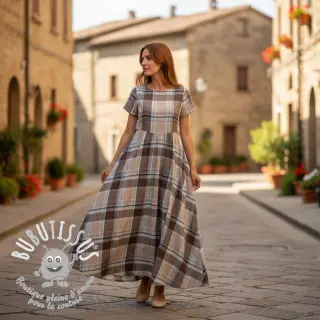 Viscose lin YARN DYED Checks taupe
