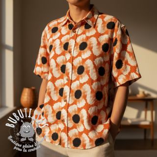 Viscose lin Waxflower design A digital print