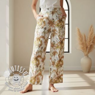 Viscose lin Crane bird design A digital print