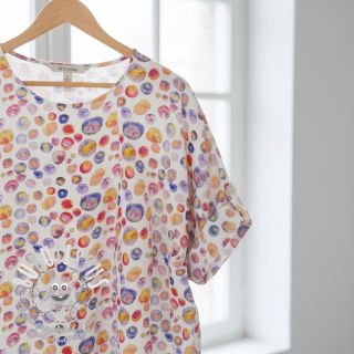 Viscose lin Natural Lin Livy blue digital print