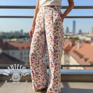 Viscose lin Natural Lin Livy blue digital print