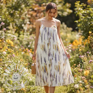 Viscose lin Natural Lin Lina green digital print