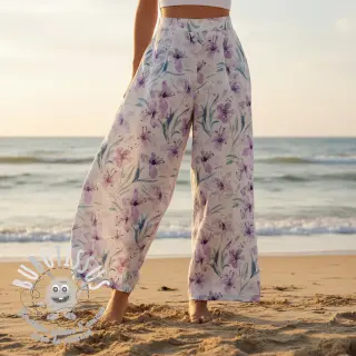 Viscose lin Natural Lin Laurel purple digital print