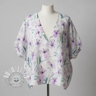 Viscose lin Natural Lin Laurel purple digital print