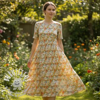 Viscose lin CREPE Flowers yellow digital print