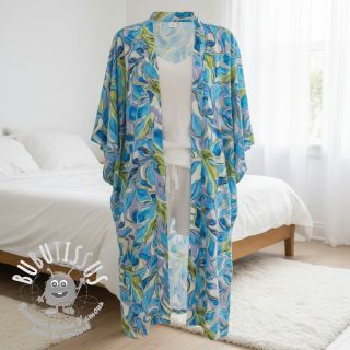 Viscose SATIN Giselle blue digital print