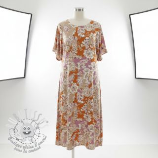 Viscose SATIN Flowie Noe orange digital print