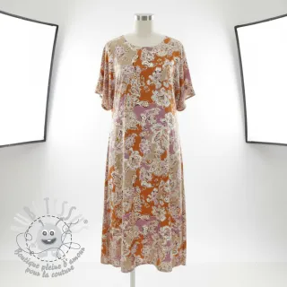 Viscose SATIN Flowie Noe orange digital print