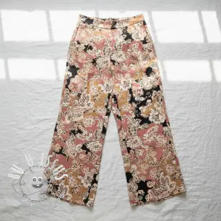 Viscose SATIN Flowie Noe black digital print