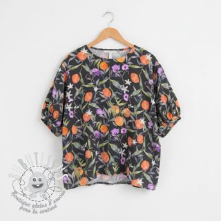 Viscose SATIN Leaves and oranges digital print