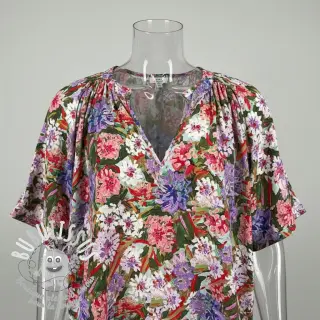 Viscose SATIN Old fashion flowers digital print