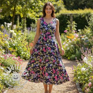 Viscose RADIANCE Flower Uma navy digital print