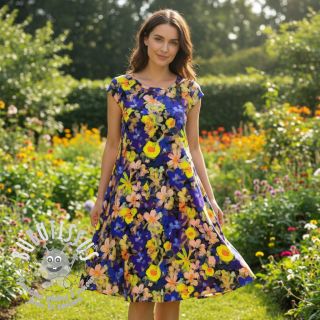 Viscose RADIANCE Cornelia flowers purple digital print