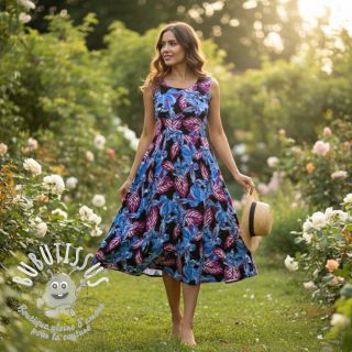 Viscose RADIANCE Anabella leaves black digital print