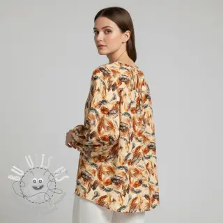 Viscose RAYON POPLIN Feathers design C digital print