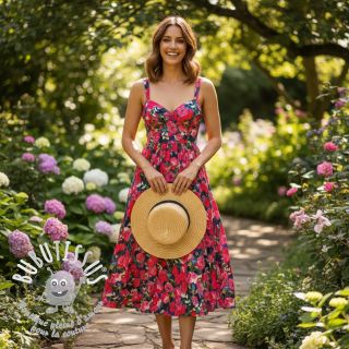 Viscose LUREX Pink flowers digital print