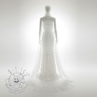 Tulle pour jupe tutu Rainbow HEARTS off white