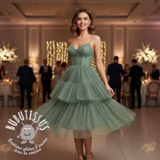 Tulle pour jupe tutu ROYAL SPARKLE old green gold