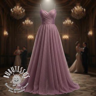 Tulle pour jupe tutu ROYAL SPARKLE dark lilac gold