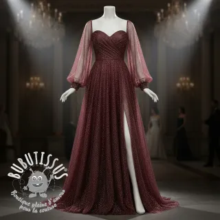 Tulle pour jupe tutu ROYAL SPARKLE aubergine gold