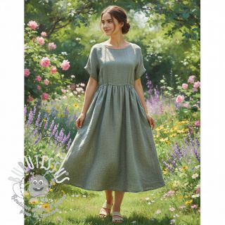 Tissu mélange lin et cotton Lico camo green