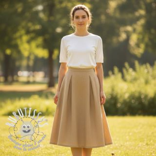 Tissu mélange lin et cotton Fishbone camel