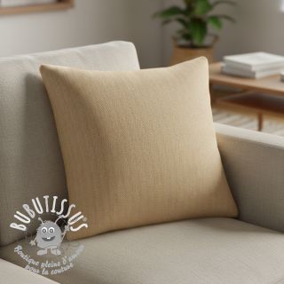 Tissu mélange lin et cotton Fishbone camel