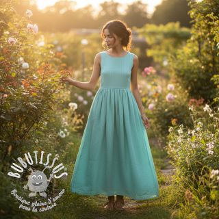 Tissu mélange lin et cotton Fishbone mint