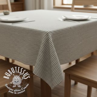 Tissu mélange lin et cotton Lira medium stripe black