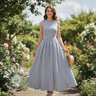 Tissu mélange lin et cotton Lira big stripe jeans