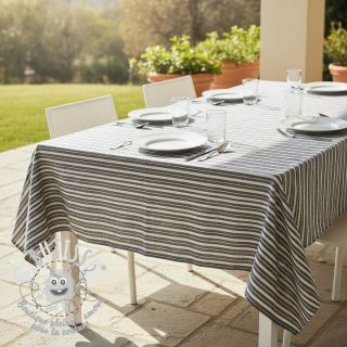 Tissu mélange lin et cotton Lira big stripe black