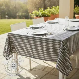 Tissu mélange lin et cotton Lira big stripe black