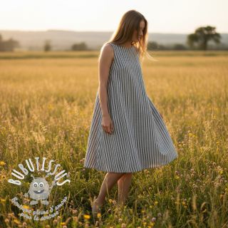 Tissu mélange lin et cotton Lira big stripe black