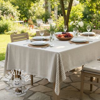 Tissu mélange lin et cotton Lira big stripe beige