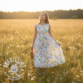 Tissu mélange lin et cotton Bottles digital print