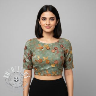 Tissu coton TIE DYE EMBROIDERY Poppy design O