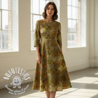 Tissu coton TIE DYE EMBROIDERY Poppy design P